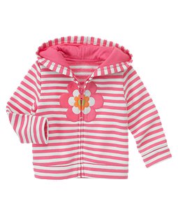 vFlower Stripe Fleece Hoodie