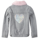 Girls Sequin Heart Denim Jacket