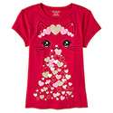 Girls Glitter Cat Graphic Tee