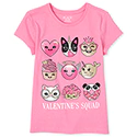 Girls Glitter Valentine's Squad Graphic Tee