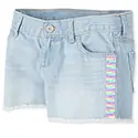 Girls Rainbow Flip Sequin Denim Shortie Shorts