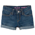 Girls Roll Cuff Denim Shortie Shorts