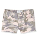 Girls Camo Denim Shortie Shorts