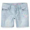 Girls Flip Sequin Unicorn Denim Midi Shorts