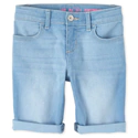 Girls Roll Cuff Denim Skimmer Shorts