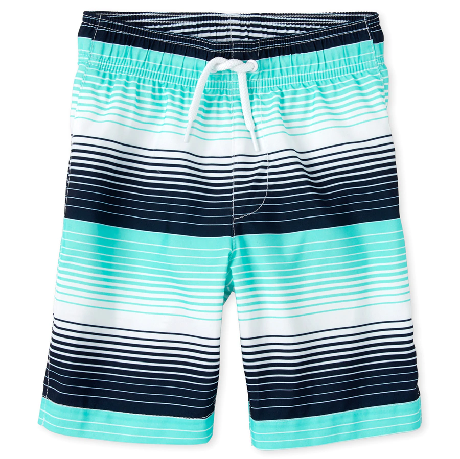 Boys Striped Swim Trunks