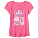 Girls Flip Sequin Queen Squad High Low Top