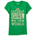 Girls Glitter Luckiest Girl Graphic Tee