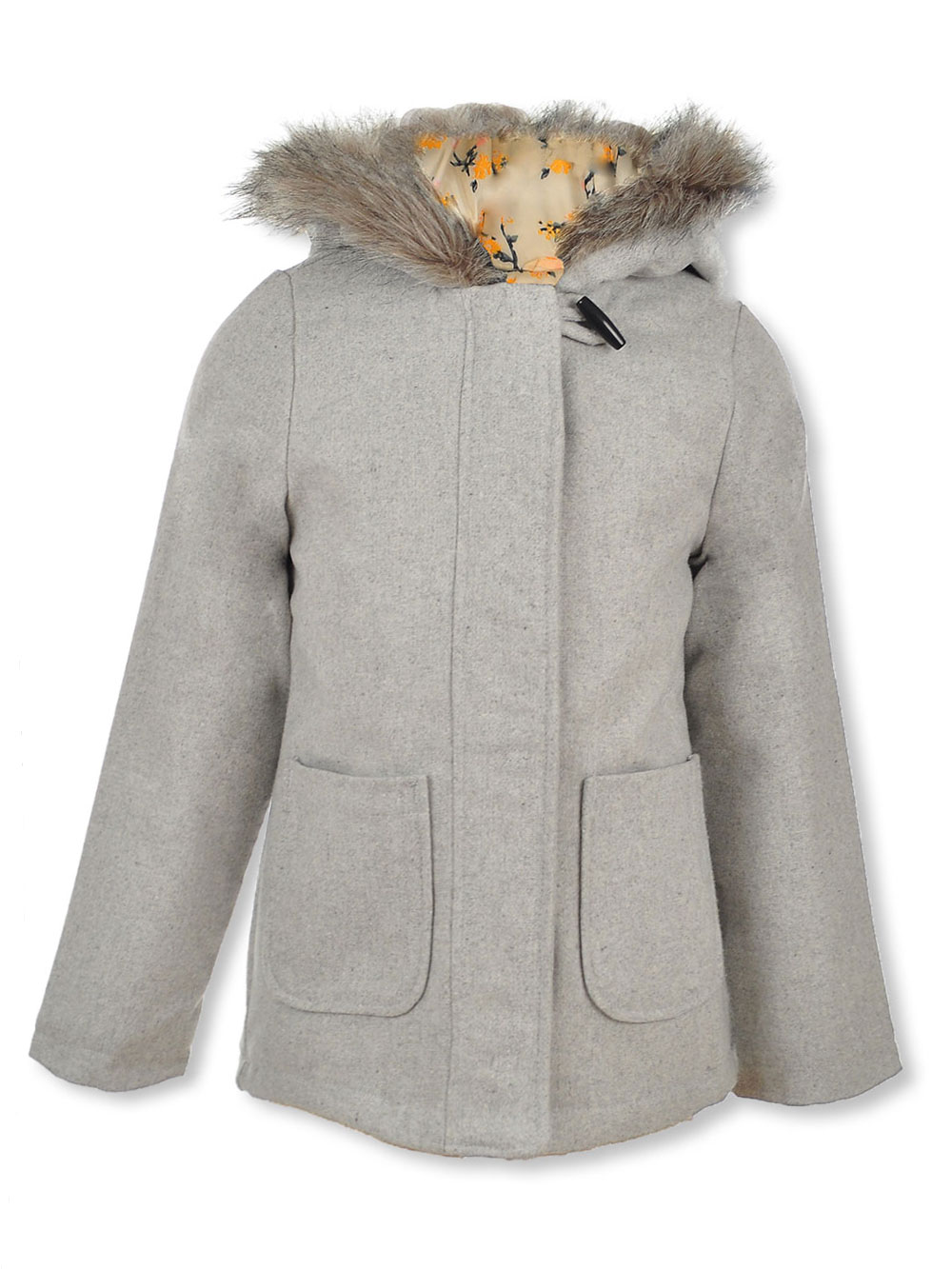 GIRLS’ WOOL-LOOK HOODED COAT