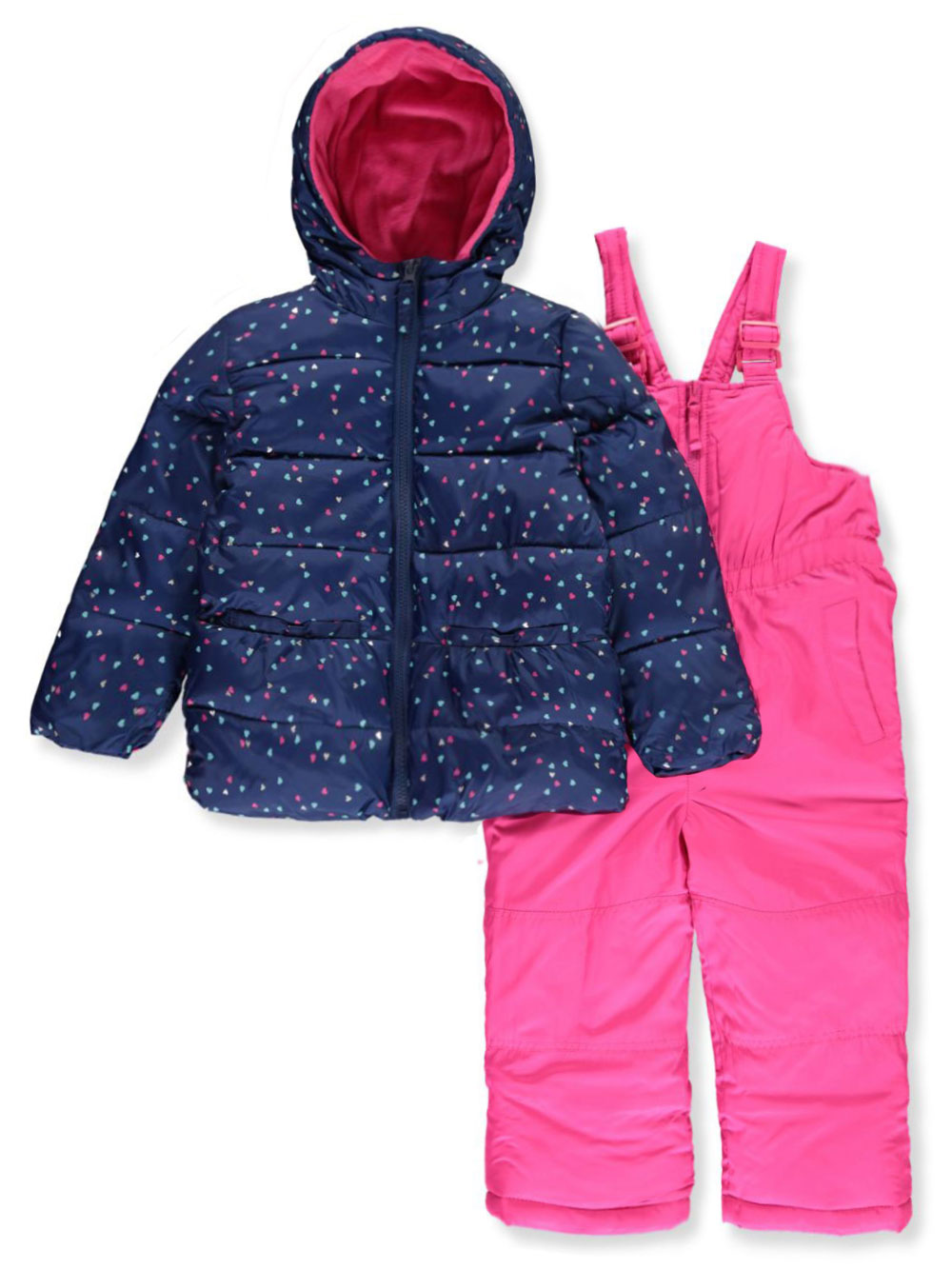 GIRLS’ HEART BUNCHED 2-PIECE SNOWSUIT