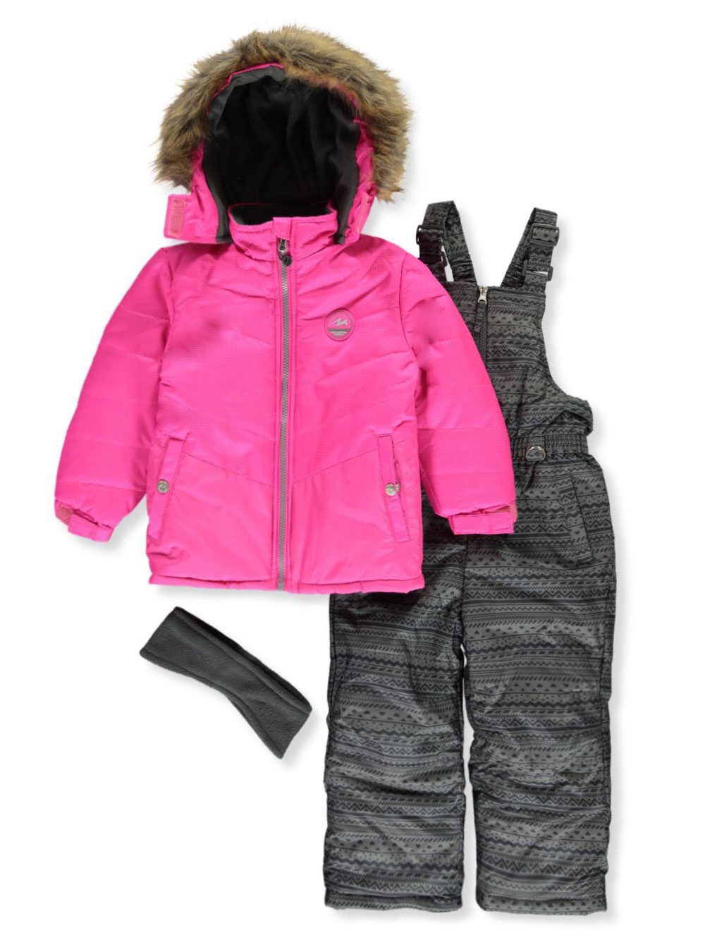 GIRLS’ CHEVRON STITCHED 2-PIECE SNOWSUIT WITH EAR WARMER HEADBAN