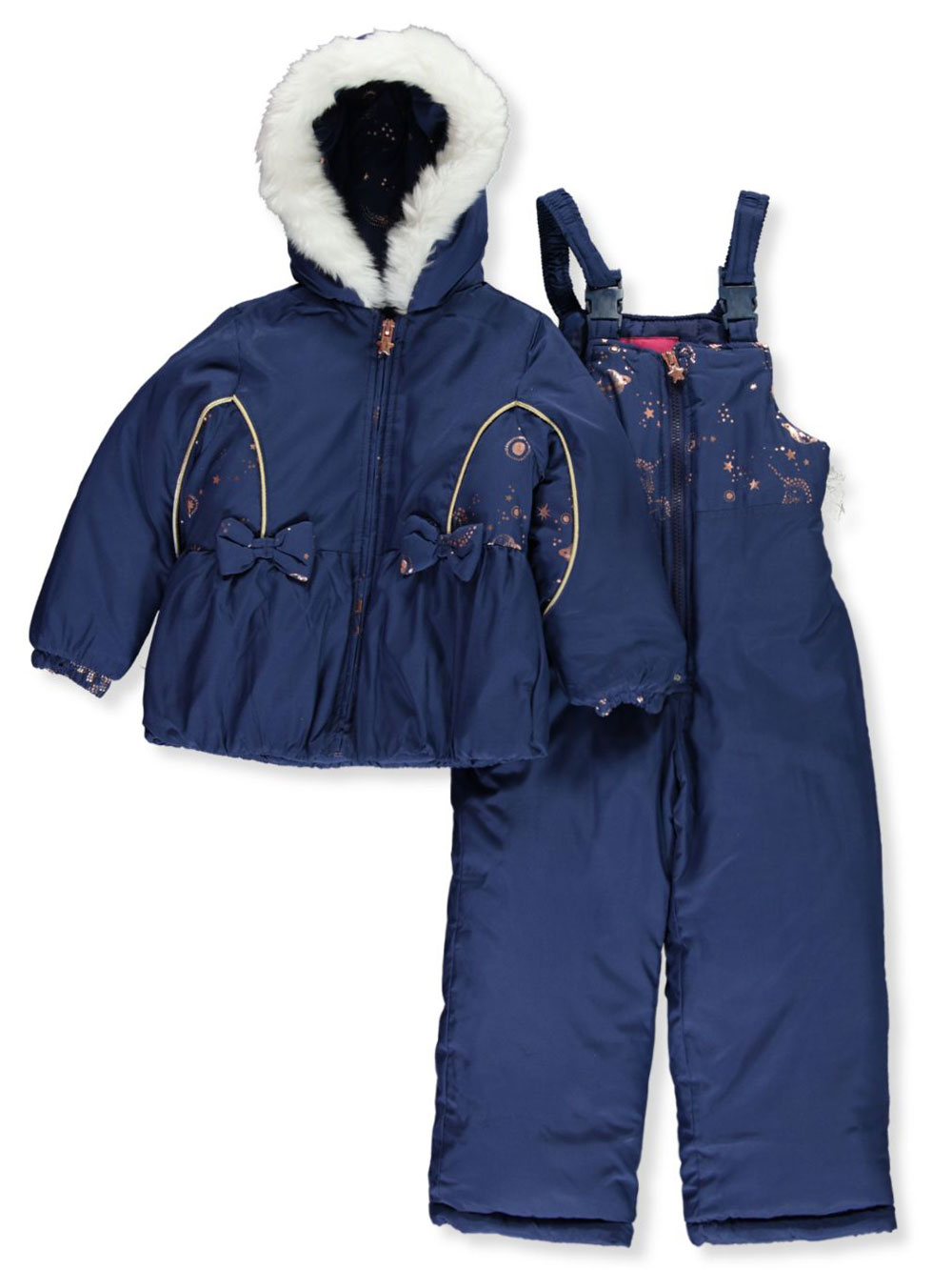 GIRLS’ METALLIC CHEVRON 2-PIECE SNOWSUIT