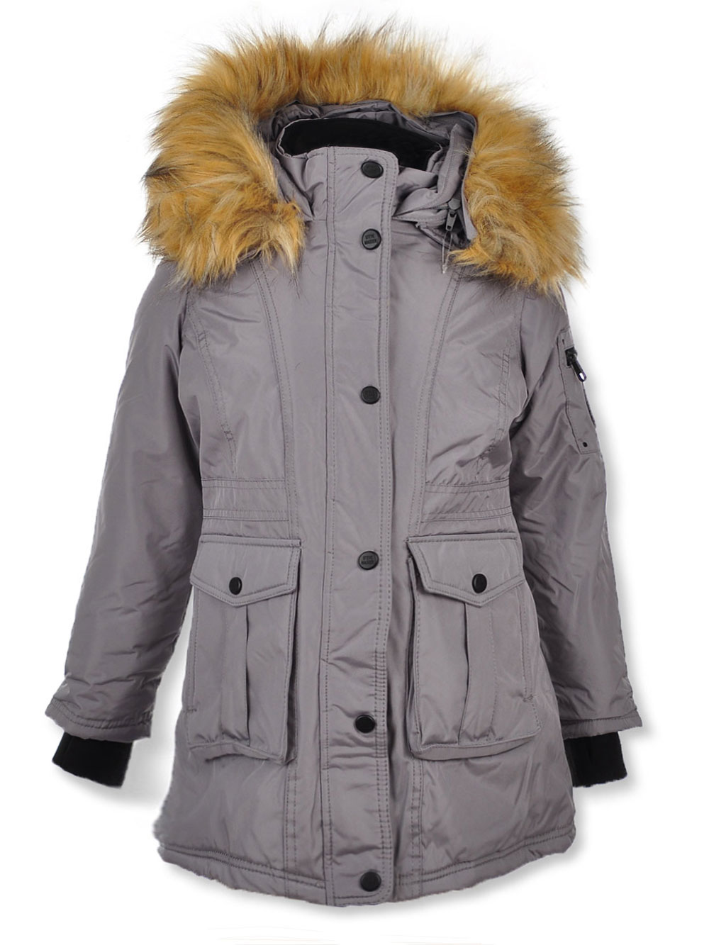 GIRLS’ ZIPPED LOGO PATCH INSULATED JACKET